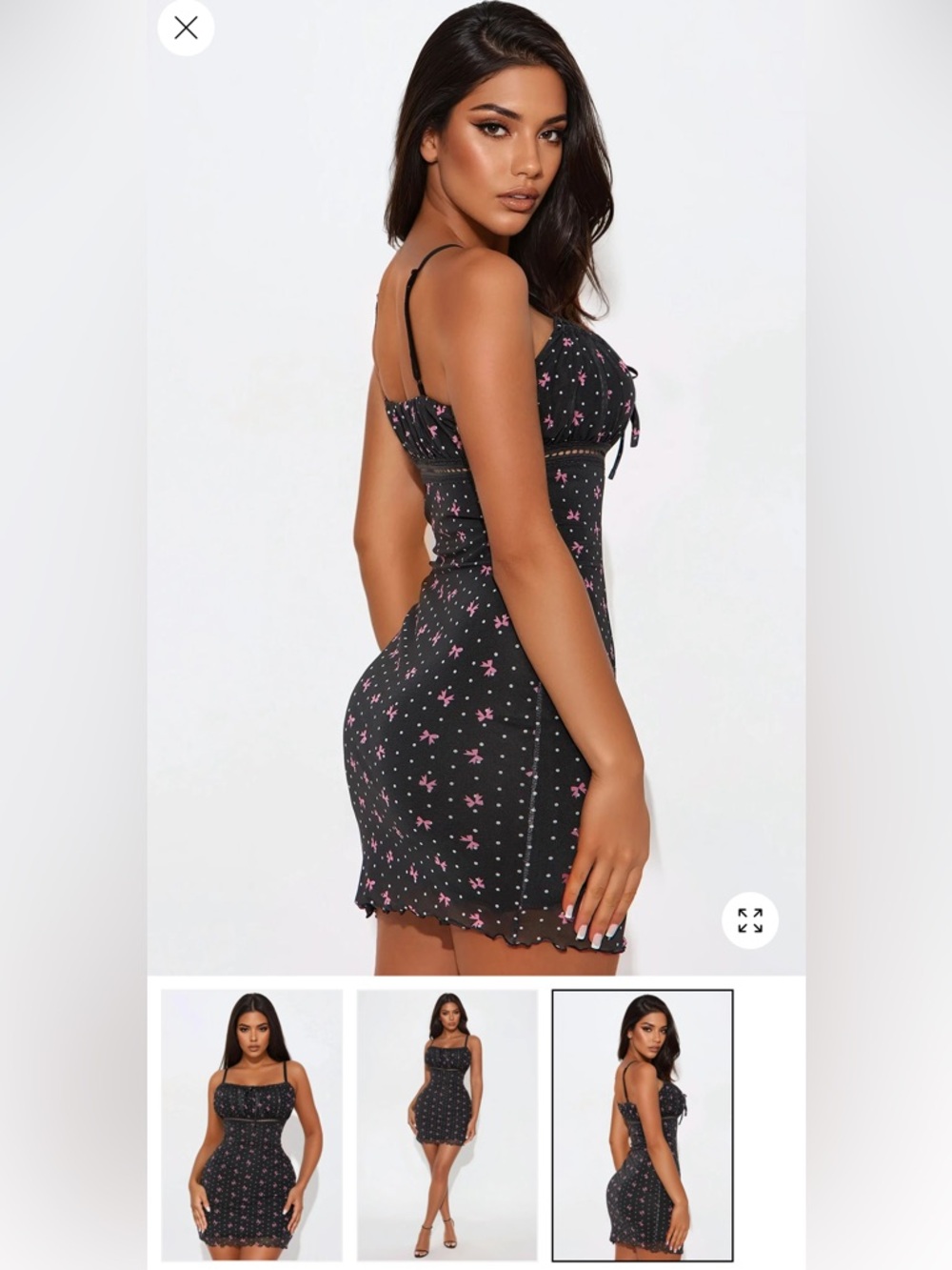 Black Dress with Pink Floral Pattern